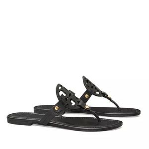 Tory Burch Black Leather Miller Thong Sandals - Size 5.5